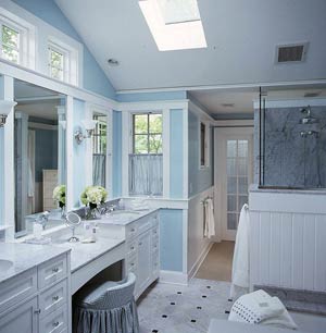 Bathrooms in Pale Blue and White Panda s House