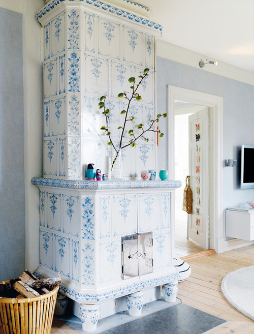 china blue fireplace