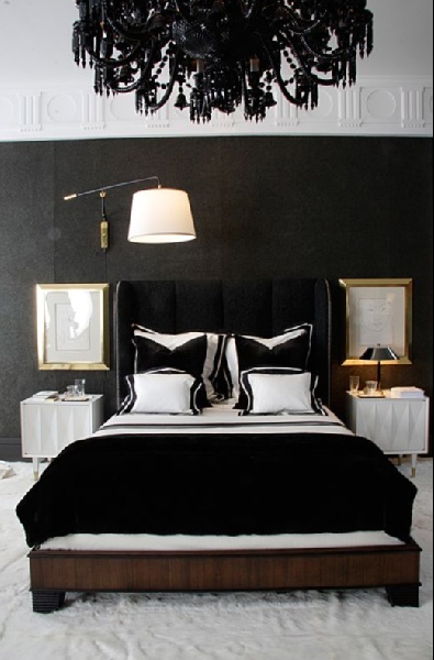 glamorous black bedroom