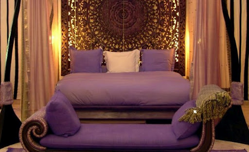 Aubergine Interiors â†’ Hotel Luxe Marrakech aubergine bedroom