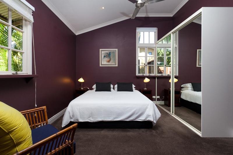 plum and white bedroom decor