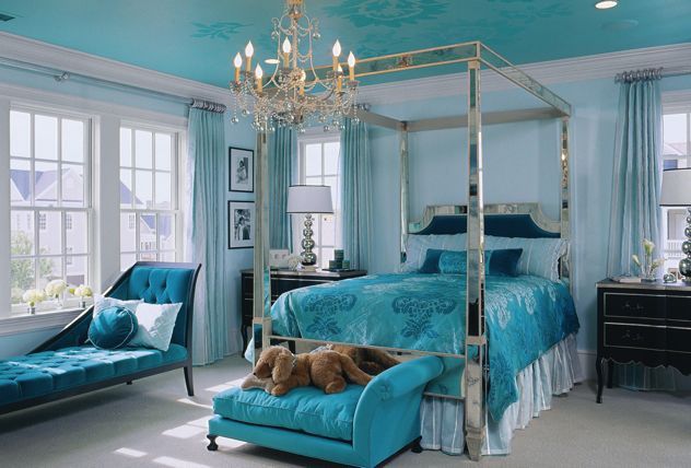 turquoise bedroom interior