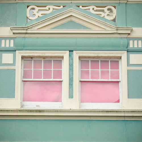aqua and pink exterior window