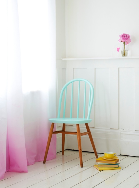 aqua and pink chair interior