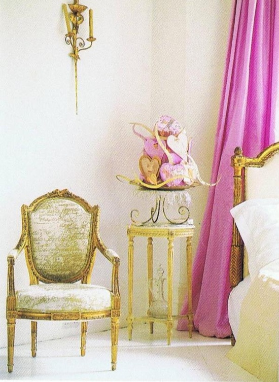 french bedroom in yellow and pink