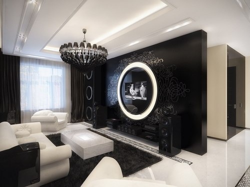 black white glamour living room-1