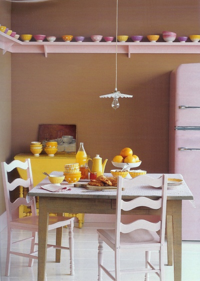 light pastel pink and yellow interior