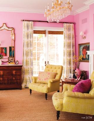 yellow and pink french interior
