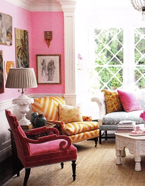 pink and yellow interiors