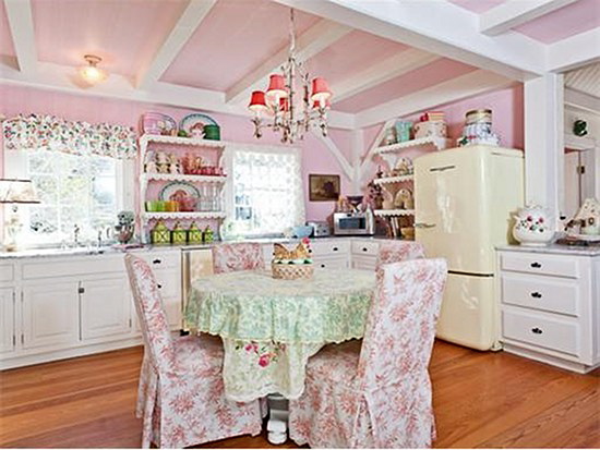 pink shabby chic kitchen