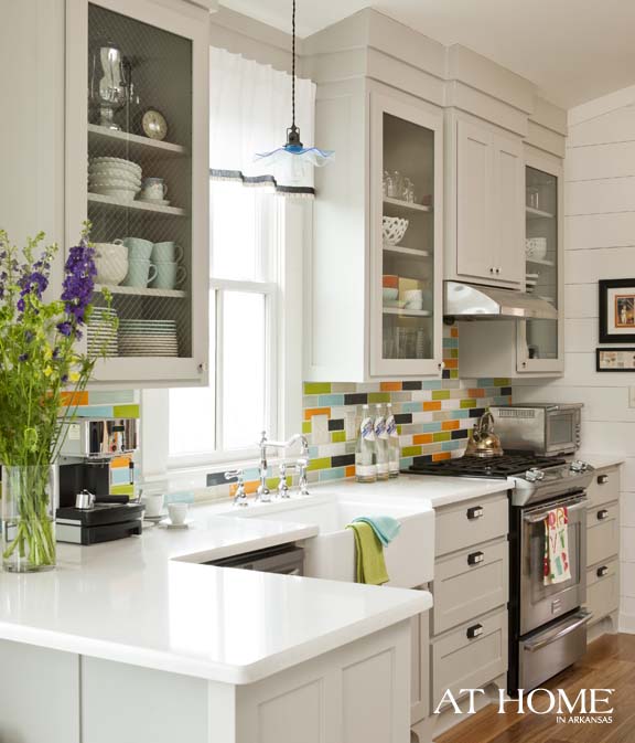 white yellow and lime kitchen