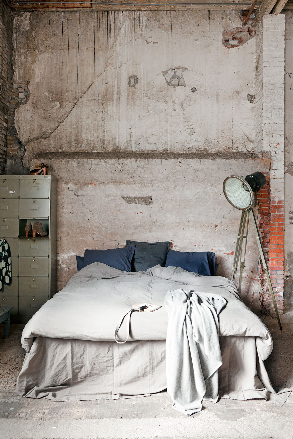 Industrial styled bedroom.