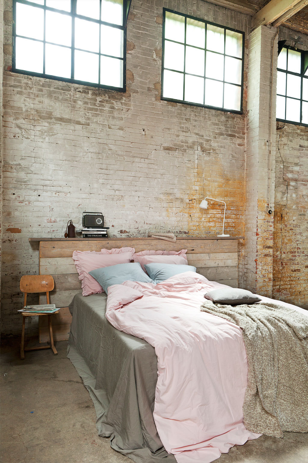 industrial styled bedroom