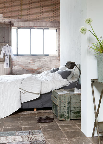 Industrial styled bedroom.