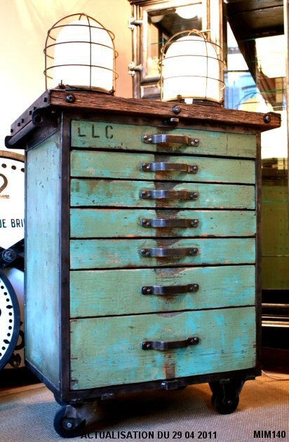 industrial turquoise cabinet