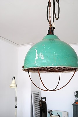 turquoise industrial lamp
