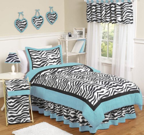 Turquoise Funky Zebra Teen Bedding