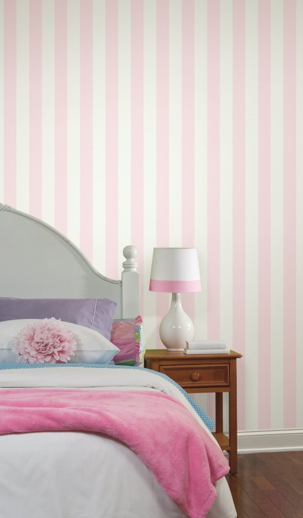 light pink and white stripe wallpaper