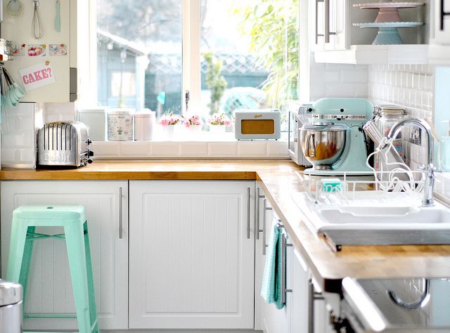 kitchen in mint colors