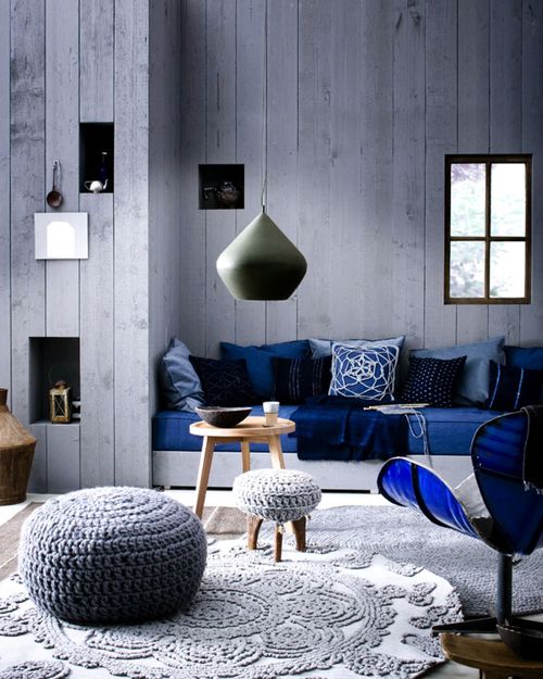 crochet blue living room