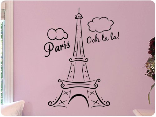 Paris Eiffel Tower Ooh La La Wall Decal Decor F