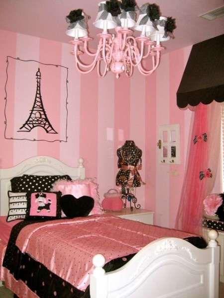 paris themed pink bedroom girls