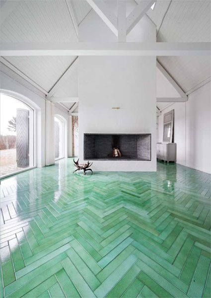 green chevron tiles