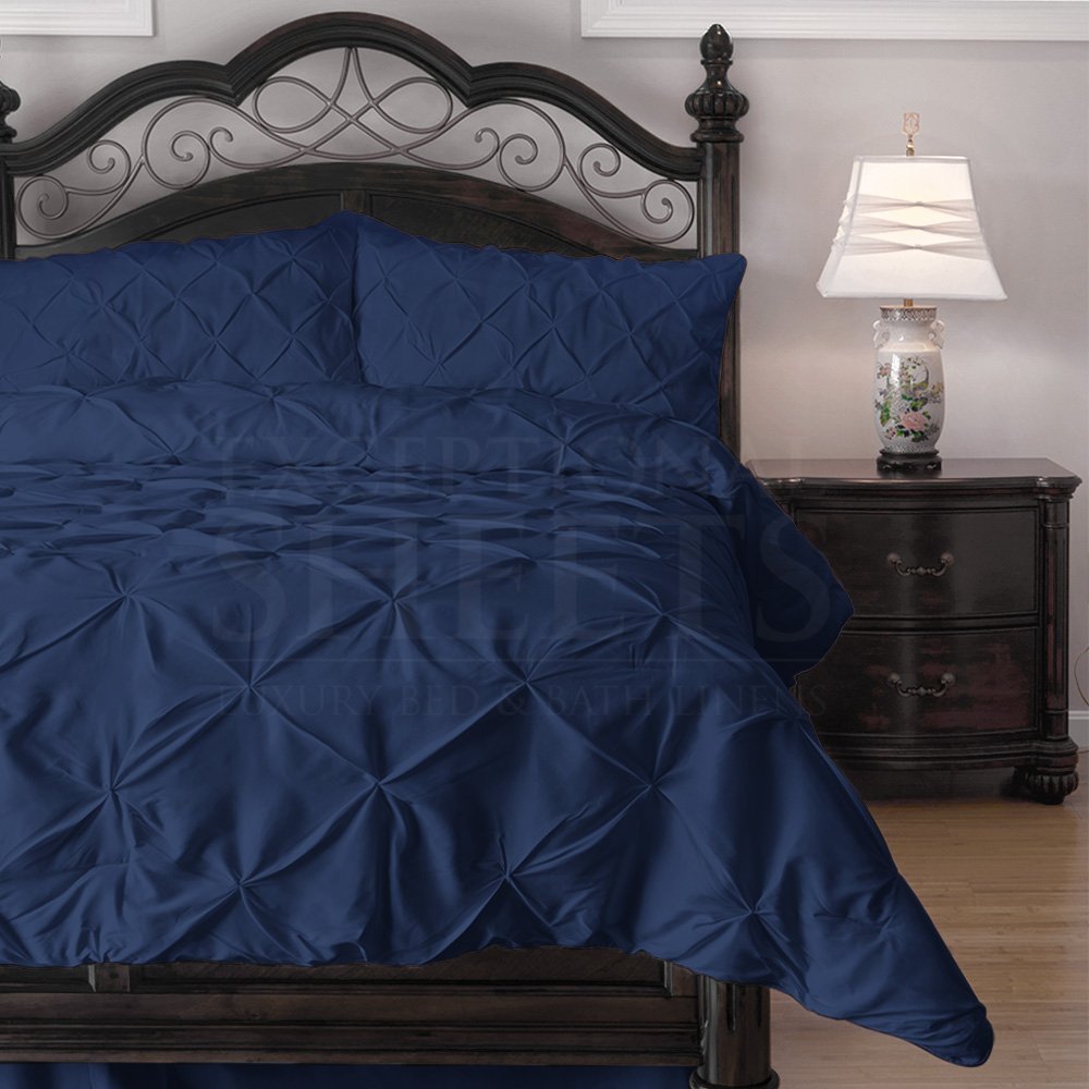 navy blue puckered bedding set buy