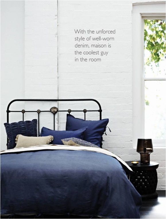 indigo bed linen