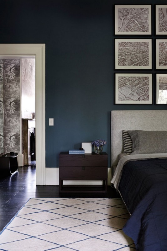 model indigo blue bedroom