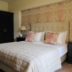 pink damask bedroom