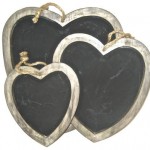 3 heart shaped blackboards