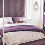 purple patterned bedroom