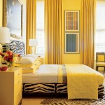 yellow bedroom with zebra print