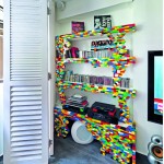 bookshelf made of lego