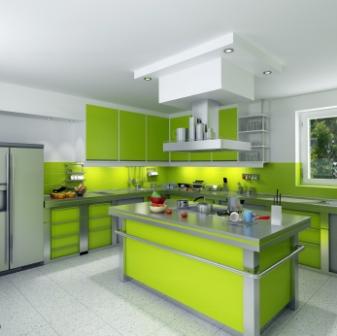 green and white kitchen modern