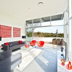 red gray and white living room