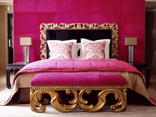 pink and gold bedroom