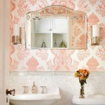 pink bathroom damask