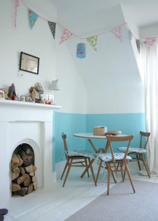 Fireplace, Turquoise and Garlands