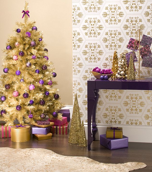 Gold Purple Christams Tree Panda S House - Purple And Gold Christmas Decoration Ideas
