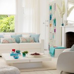 White and Turquoise Lounge Room