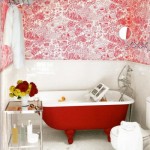 red toile bathroom design