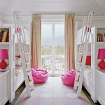 pink and white bunk beds