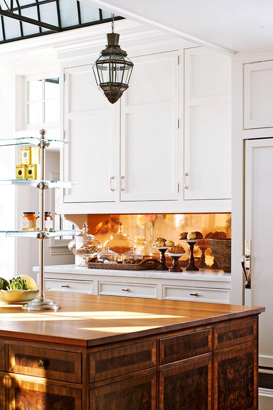 kitchen in white and copper