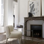 Herringbone floor and fireplace