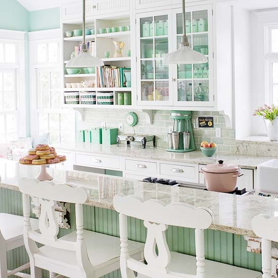 Jade and white country kitchen