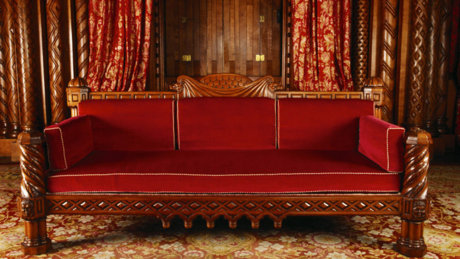 Step into the drawing room to see this neo-Norman style oak settee
