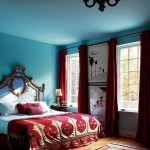 red and turquoise bedroom