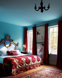 Turquoise And Red Bedroom
